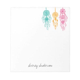 Cute Illustrated Bohemian Dreamcatchers Monogram Notepad