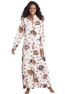 Dreams and Company Women's Plus Size Long zip front A line microfleece robe (OATMEAL HEATHER CUP, 5X) at  Womens Clothing store: Bathrobes