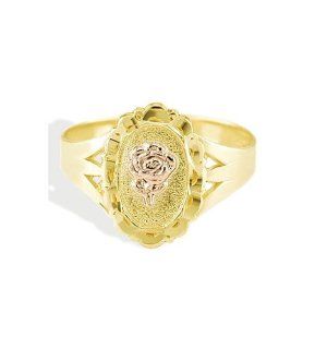 New 14k Two Tone Gold Rose Flower Designer Fashion Ring: Jewelry