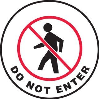 Accuform Signs MFS0408 Slip Gard Adhesive Vinyl Round Floor Sign, Legend "DO NOT ENTER" with Graphic, 8" Diameter, Black/Red on White: Industrial Warning Signs: Industrial & Scientific