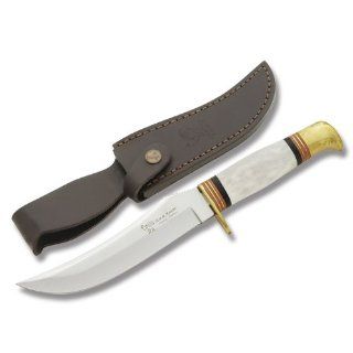 Hen & Rooster Knives 5012PS Fixed Blade Bowie Knife with Polished Genuine Stag Handle & Brass Guard/Pommel: Home Improvement