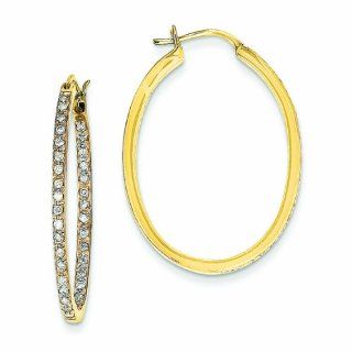 Genuine 14K Yellow Gold AA Quality Completed Diamond In Out Hoop Earrings 5.8 Grams of Gold: Jewelry