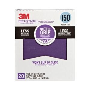 3M 9 in. x 11 in. Pro Grade 150 Grit Medium No Slip Grip Advanced Sandpaper (20 pack) 26150CP P G