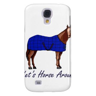 Lets Horse Around Brown w Blue Blanket Samsung Galaxy S4 Case