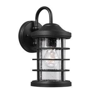 Sea Gull Lighting Sauganash 1 Light Outdoor Black Wall Lantern with Clear Seeded Glass 8524401 12