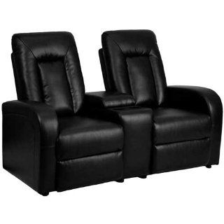 Flash Furniture 2 Seat Black Leather Home Theater Recliner with Storage Console Home & Kitchen