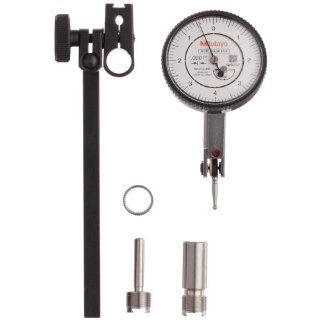Mitutoyo 513 443T Dial Test Indicator, Full Set, Tilted Face, 0.375" Stem Dia., White Dial, 0 4 0 Reading, 1.575" Dial Dia., 0 0.016" Range, 0.0001" Graduation, +/ 0.0002" Accuracy: Industrial & Scientific