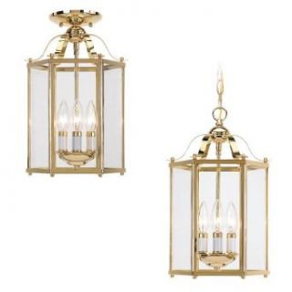Sea Gull Lighting 5231 02 Bretton Three Light Pendant, Polished Brass with Clear Glass   Ceiling Pendant Fixtures  