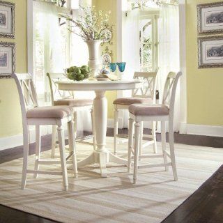 American Drew Camden Round Counter Height Pedestal Table in Buttermilk   Bar Height White Table