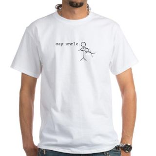 CafePress say uncle. nuggie stick figure White T Shirt