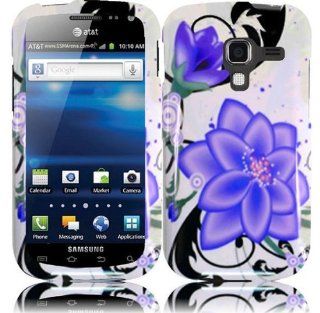 White Purple Flower Hard Cover Case for Samsung Galaxy Exhilarate SGH I577 Cell Phones & Accessories