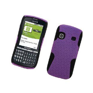 Samsung Replenish M580 SPH M580 Black Purple Mesh Hard Soft Gel Dual Layer Cover Case Cell Phones & Accessories