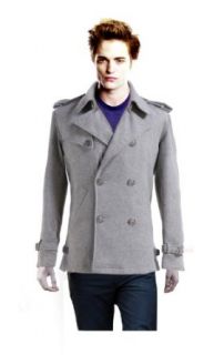 Twilight Breaking Dawn Costume Edward Cullen Gray Wool Jacket Pea Coat,Men XX Large: Clothing