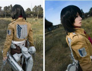 Animeunion   New Women Attack on Titan Survey Corps Scouting Legion Khaki Jacket Mikasa Cosplay Costume ALL Size Toys & Games