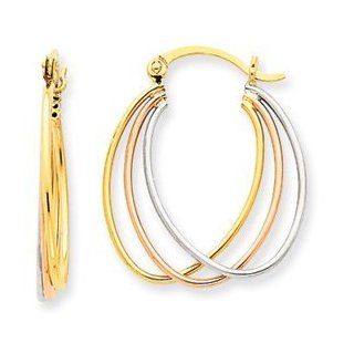 14k Gold Tri Color Hoop Earrings: Jewelry