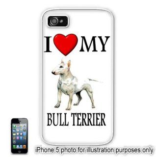 Bull Terrier Love My Dog Apple iPhone 5 Hard Back Case Cover Skin White: Cell Phones & Accessories