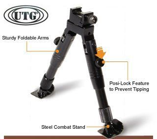 UTG Bipod, SWAT/Combat Profile, Adjustable Height, Steel Feet : Gun Monopods Bipods And Accessories : Sports & Outdoors