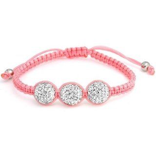 Bling Jewelry Pink Childrens Shamballa Inspired Bracelet White Crystal Bead 10mm: Jewelry