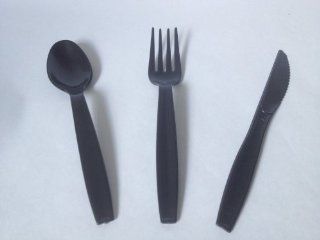 Black Cutlery Set with Forks Spoons Knives   96 pc Set: Kitchen & Dining