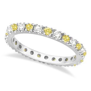 Fancy Yellow Canary and White Diamond Eternity Ring Band 14K Gold 1/2ct: Jewelry