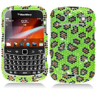 Hard Plastic Snap on Cover Fits RIM/Blackberry 9900 9930 Blod Leopard Skin Black and Yellow Full Diamond T Mobile: Cell Phones & Accessories