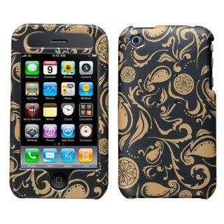 Hard Plastic Snap on Cover Fits Apple iPhone 3G 3GS Deluxe Batik Gold/Black Floral Swirls AT&T (does NOT fit Apple iPhone or iPhone 4/4S or iPhone 5/5S/5C): Cell Phones & Accessories