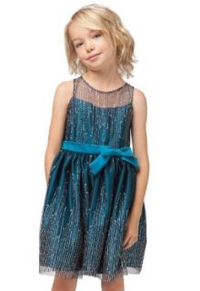 Sweet Kids Girls Stunning Icicle Glitter Mesh Holiday Flower Dress: Clothing