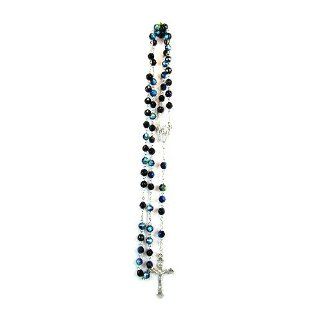 December Birthstone Rosary, Blue Zircon Colored Crystal: Pendant Necklaces: Jewelry
