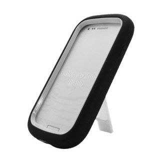 Samsung Galaxy S III mini GT I8190   Hybrid Double Layer Heavy Duty Armor Case w/ Built in Kickstand (White / Black): Cell Phones & Accessories