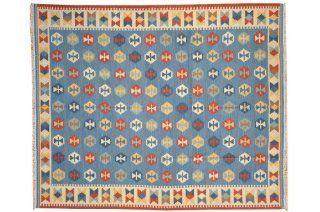 Denim Blue Anatolian Kilim Hand Woven Flat Weave 8' X 10' 100% Wool Rug Sh6931   Hand Knotted Rugs