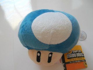 Super Mario MUSHROOM Blue Plush 5" with suction cup: Toys & Games
