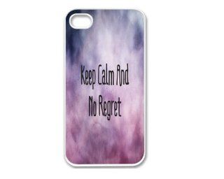 Iphone 4 Case, Thin Flexible Plastic Case Iphone 4 Case, Motivational Qoute Keep Calm And No Regret: Cell Phones & Accessories