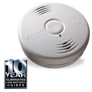 Kidde Worry Free 10 Year Bedroom Sealed Lithium Ion Battery Operated Photoelectric Smoke Alarm with Voice Alert 21009661