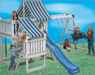 Monkey Playsystem Polymere Coated Wooden Swing Set White Package #2: Toys & Games