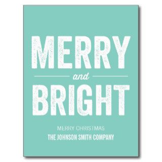 Mint Merry Christmas Business Post Cards