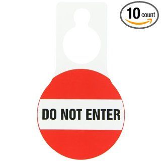 Accuform Signs TAD606 Plastic Shaped Door Knob Hanger Safety Tag, Legend "DO NOT ENTER", 5" Width x 9" Height x 15 mil Thickness, Black/Red on White (Pack of 10): Industrial Warning Signs: Industrial & Scientific