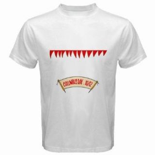 Men's Customized BANNER TEXT DECORATION COLUMBUS 100% Cotton White T shirt: Novelty T Shirts: Clothing