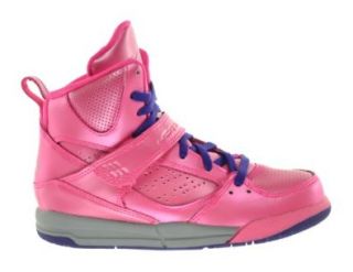 Girls Jordan Flight 45 High (PS) Little Kids Basketball Shoes Pink/Cement Grey Raspberry Red: Shoes