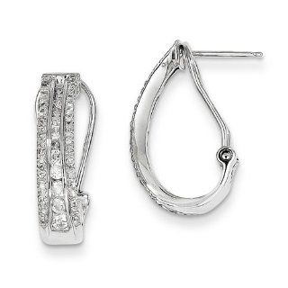 14k White Gold Diamond Omega back Earrings. Carat Wt  0.63ct. Metal Wt  3.75g Jewelry