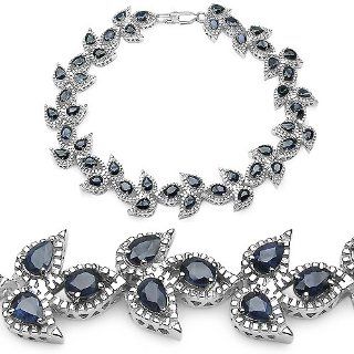 8.80 Carat Genuine Blue Sapphire Sterling Silver Bracelet: Jewelry