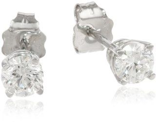 14k White Gold Round Diamond Stud Earrings (1/2 cttw, H I Color, I1 I2 Clarity): Jewelry
