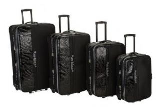 Rockland Luggage Faux Crocodile Polo Equipment 4 Piece Luggage Set, Black, One Size: Clothing