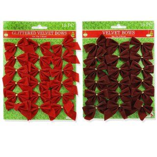 36pc Holiday Christmas Gift Velvet Bows   Adds an Elegant Finishing Touch   Red and Maroon