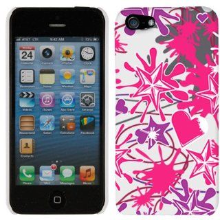 Apple iPhone 5 Heart Stars Splatter on White Hard Case Phone Cover: Cell Phones & Accessories