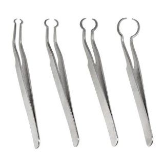 4pc Round Ring Holder Tweezers   Non Magnetic Stainless Steel   Rings, Balls, Cylinders: Home Improvement