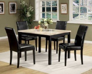 Acme Furniture Industry 06776 Portland 5 Pieces Dining Set with Cream Faux Marble Top: Home & Kitchen