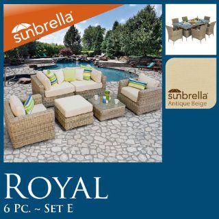Royal Vintage Stone 13 Piece Sunbrella Outdoor Wicker Patio Furniture Set R06es6 : Outdoor And Patio Furniture Sets : Patio, Lawn & Garden