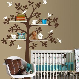 Squirrel Shelving Shelf Tree with Birds Bird House Home Art Decals Wall Sticker Vinyl Wall Decal Stickers Living Room Bed Baby Room 621   Other Products  