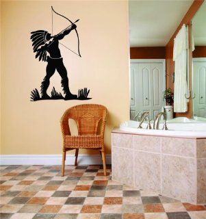 Indian Heritage With Bow & Arrow Aiming Graphic Design Mural Art Vinyl Wall   Best Selling Cling Transfer Decal Color 624 Size : 30 Inches X 50 Inches   22 Colors Available   Wall Decor Stickers