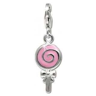 SilberDream Charm lollipop pink, 925 Sterling Silver Charms Pendant with Lobster Clasp for Charms Bracelet, Necklace or Earring FC627 Clasp Style Charms Jewelry